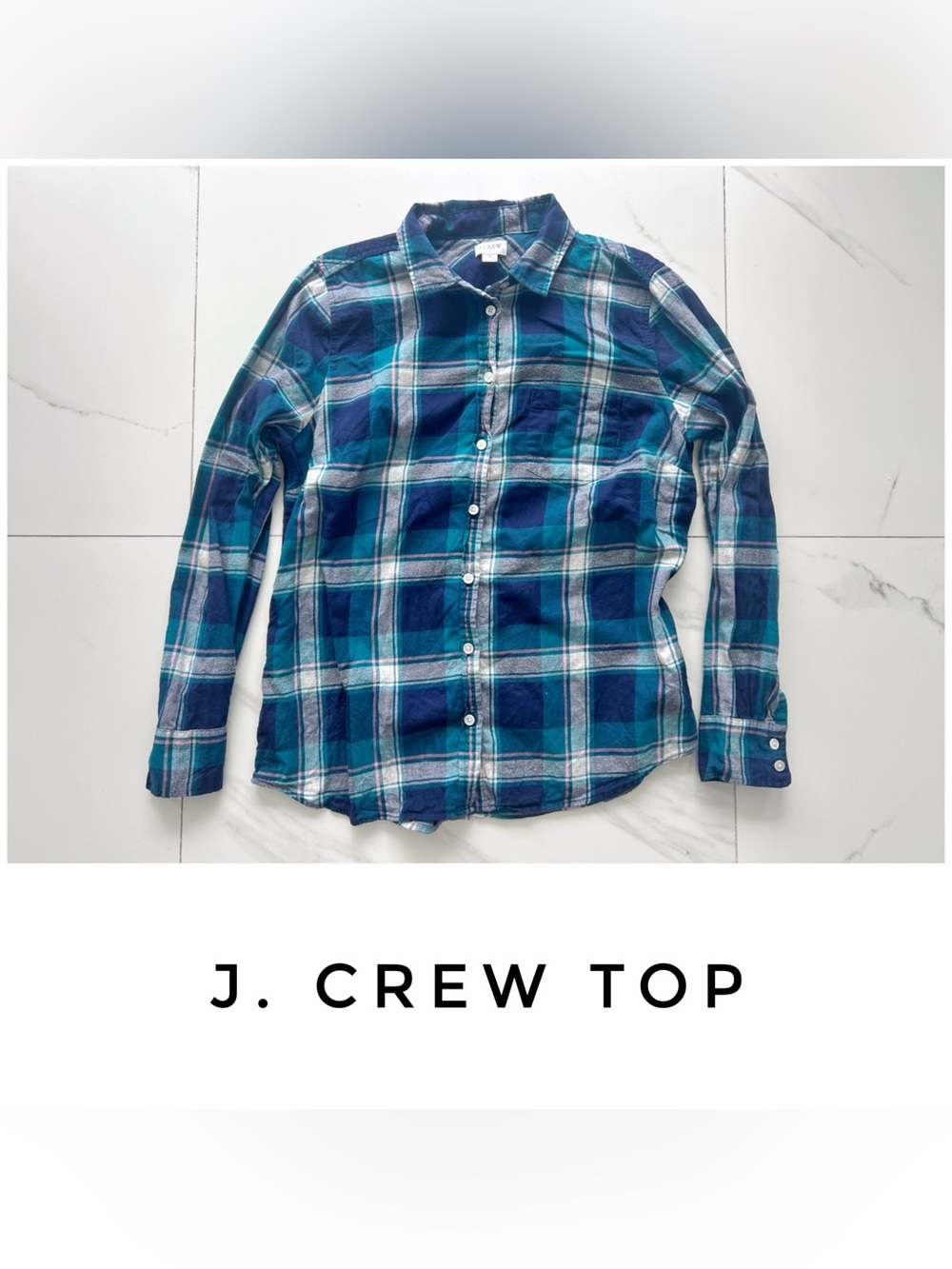 J. Crew Blue Green Plaid Button-Down Shirt